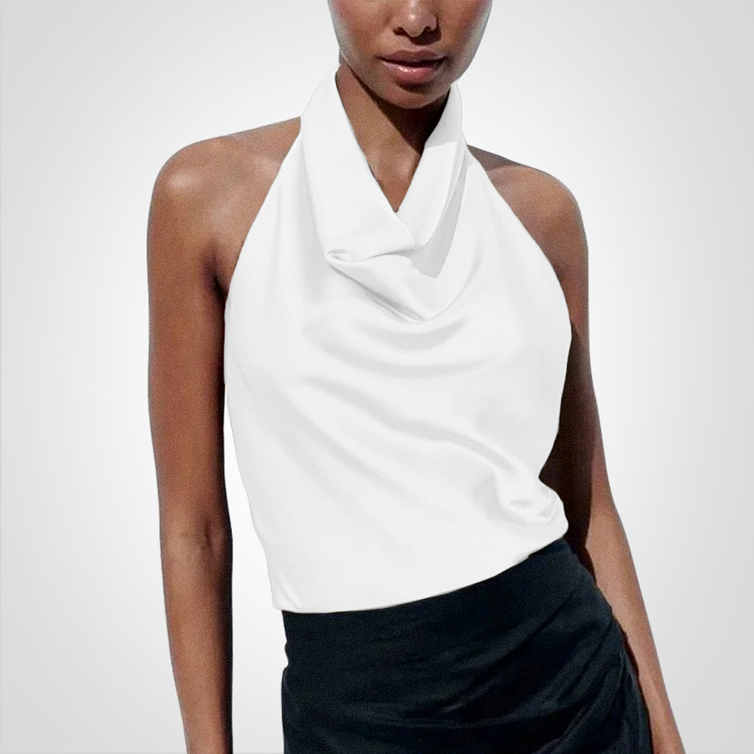 SatinGlam | Satiniges Crop-Top mit Neckholder