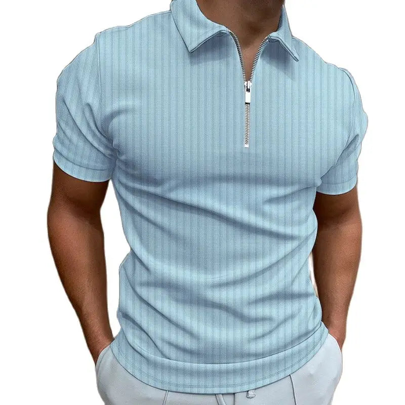 Herren Fashion Stripe Zipper Polo Shirt