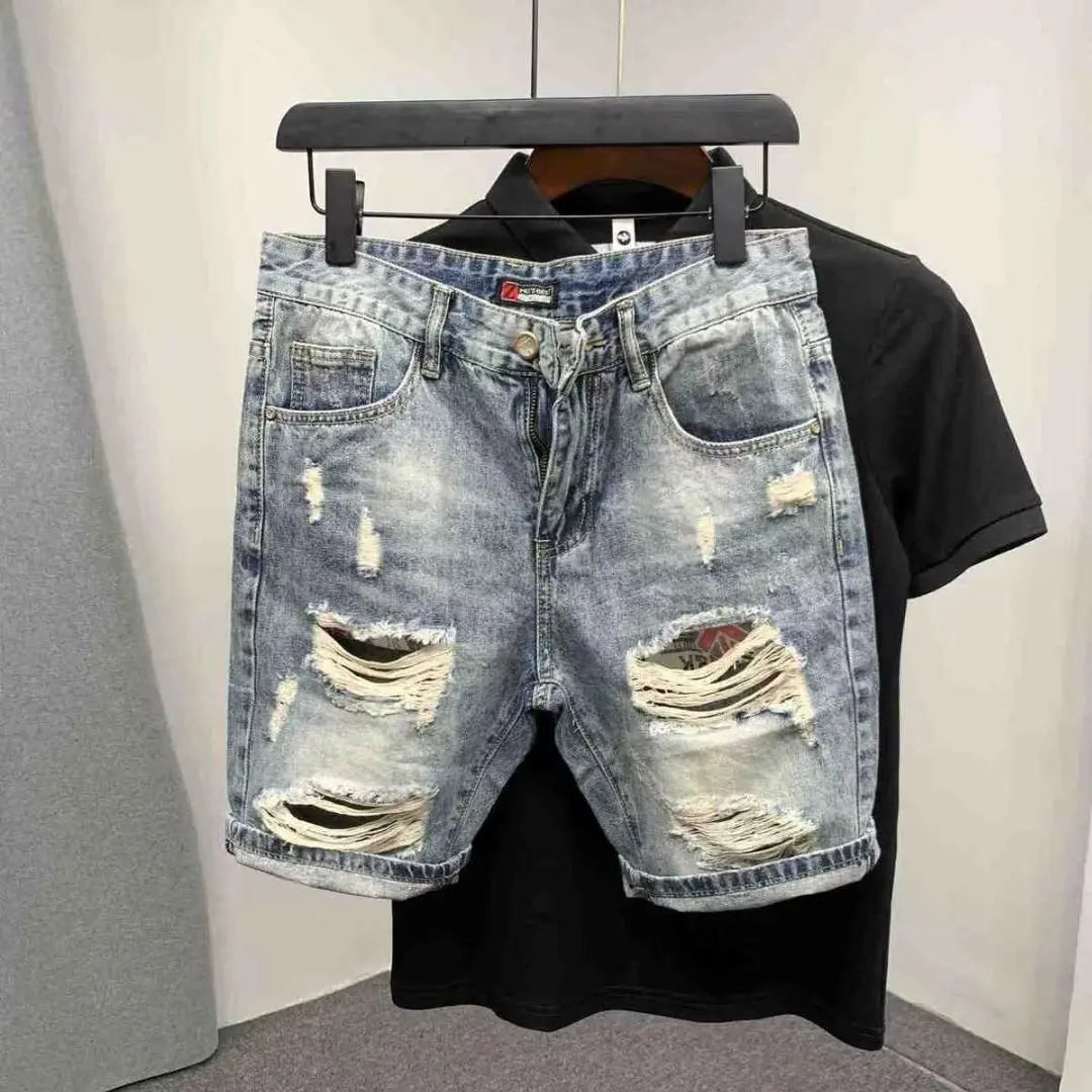 Men's Straight Loose Denim Shorts Mode Streetwear