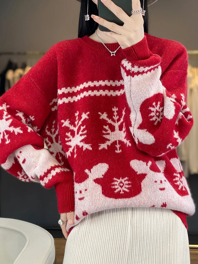 Dana - Frauen Weihnachts Strickwolle Pullover