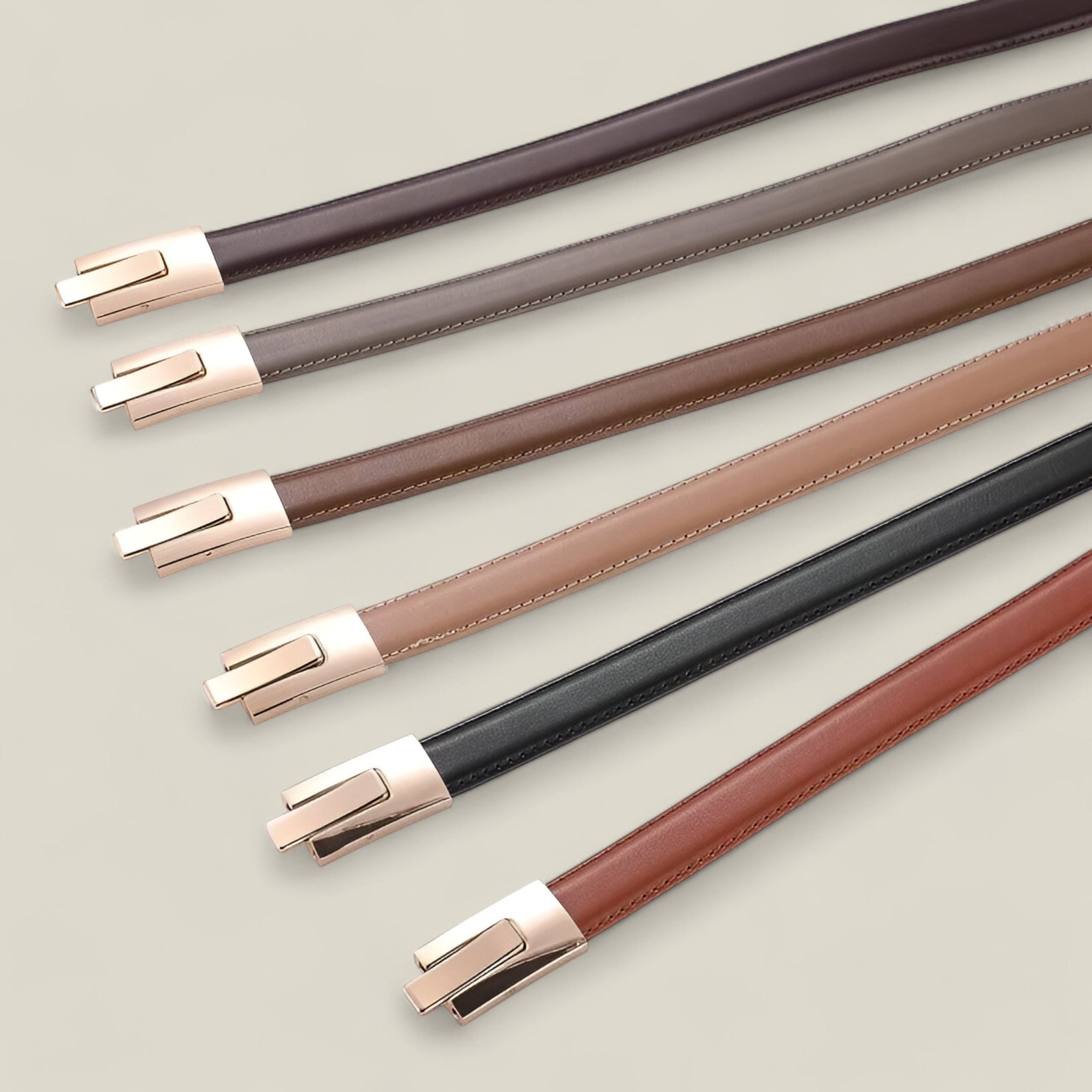 Sophia Slim Lederbelt mit goldener Schnalle