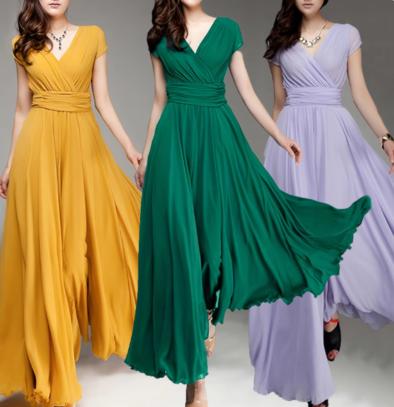 Claire Glamour | V-Ausschnitt Langes Abendkleid