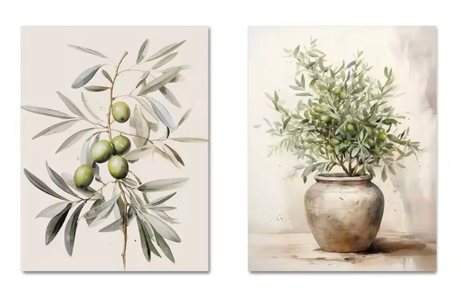 Alma Vintage Botanisches Plakat Set – (2 Stk.)