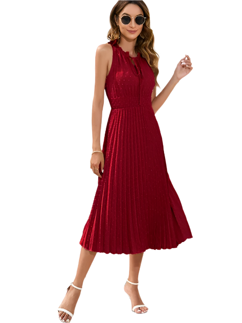 Hale - Wunderschönes plissiertes Midikleid mit Bindedetails
