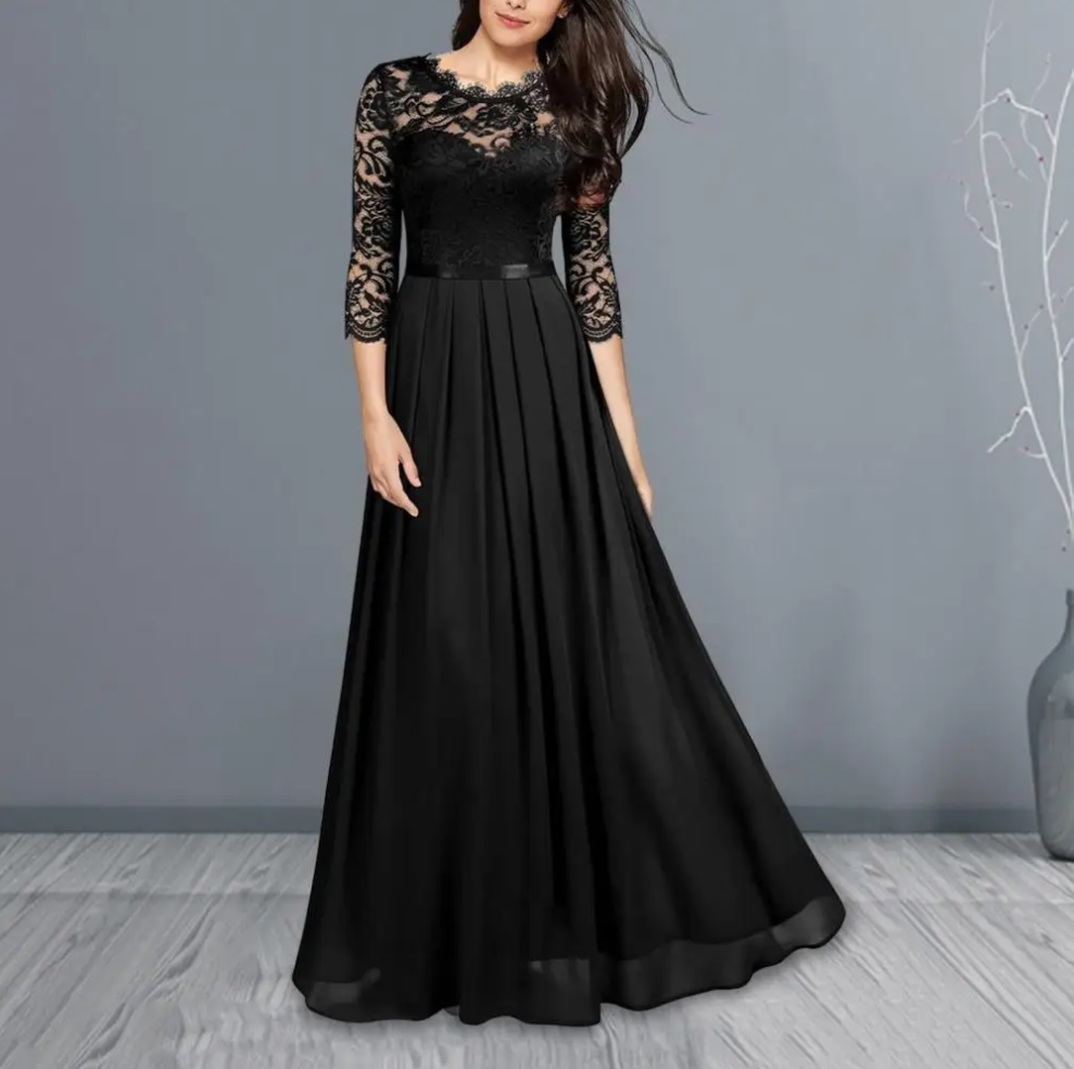 Kale - Elegante Maxikleid mit flatternden Spitzenärmeln