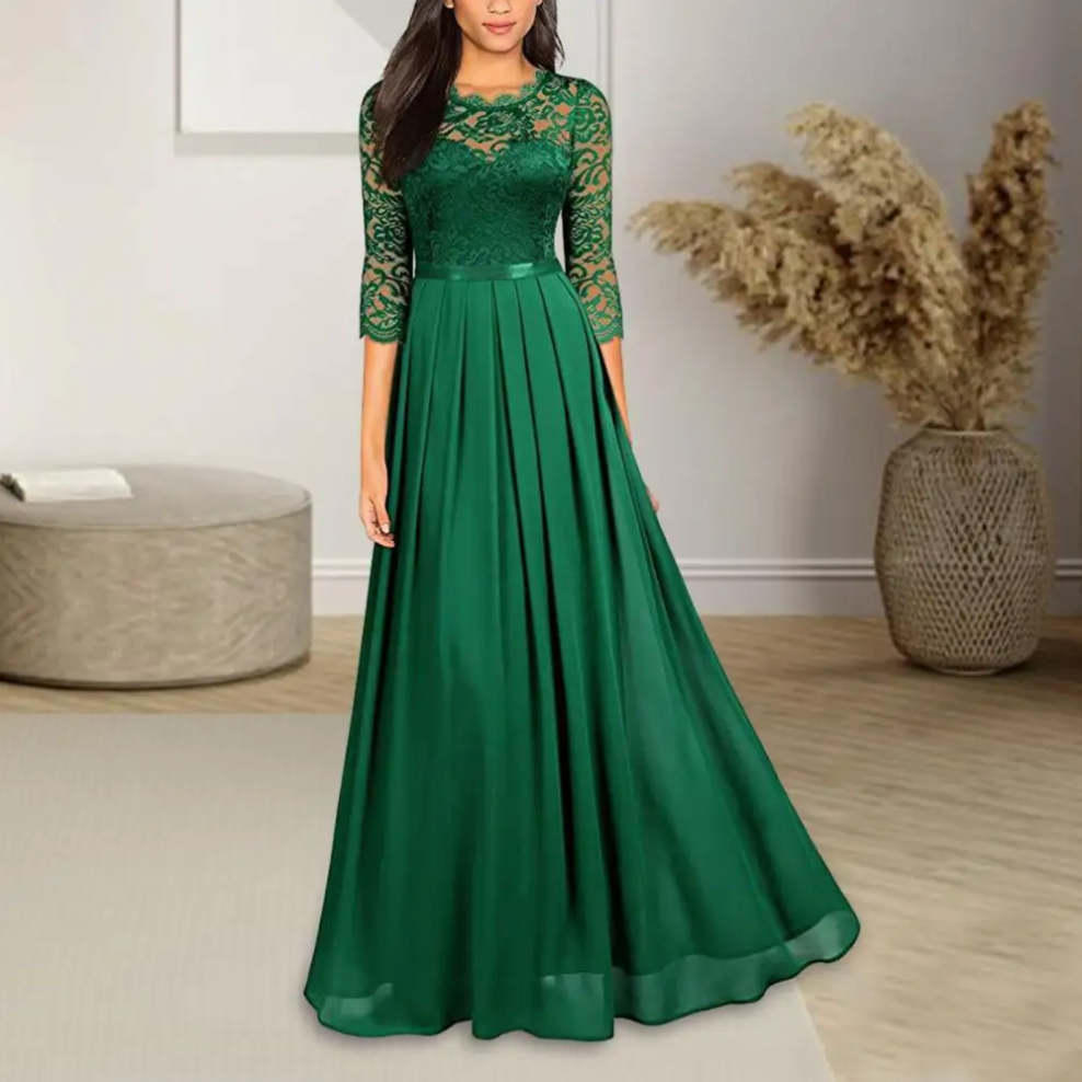 Kale - Elegante Maxikleid mit flatternden Spitzenärmeln