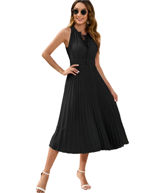 Hale - Wunderschönes plissiertes Midikleid mit Bindedetails