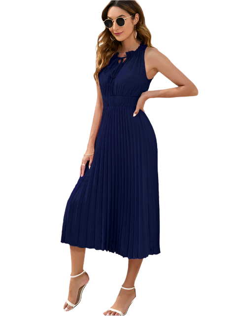 Hale - Wunderschönes plissiertes Midikleid mit Bindedetails