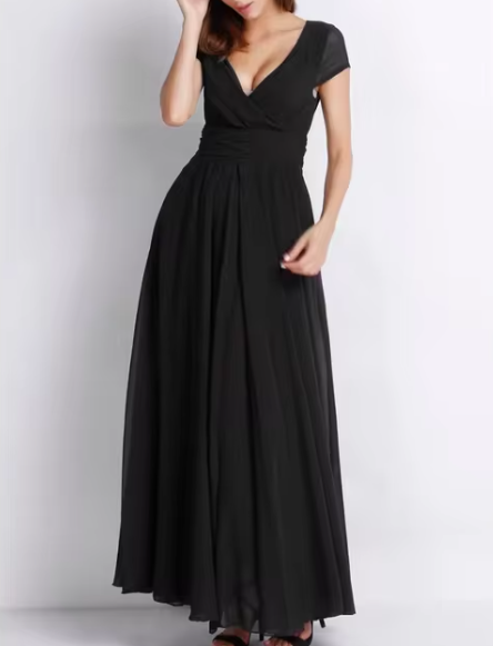 Claire Glamour | V-Ausschnitt Langes Abendkleid
