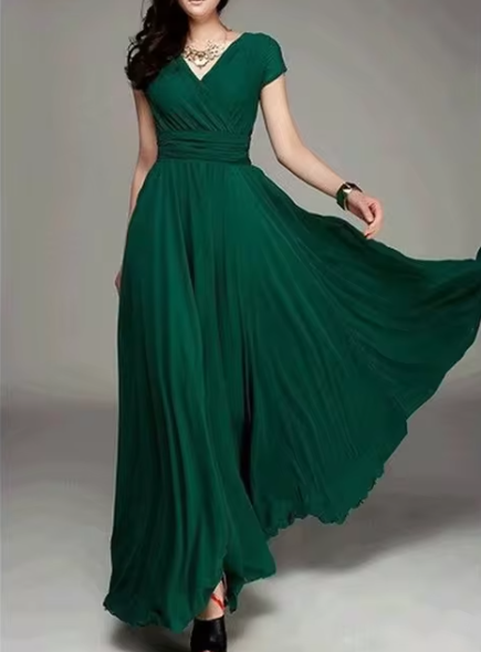 Claire Glamour | V-Ausschnitt Langes Abendkleid