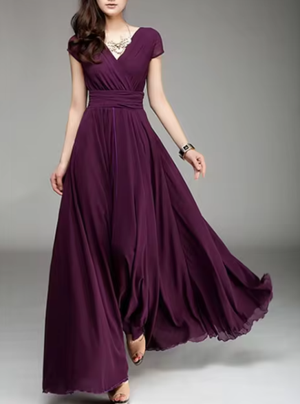 Claire Glamour | V-Ausschnitt Langes Abendkleid