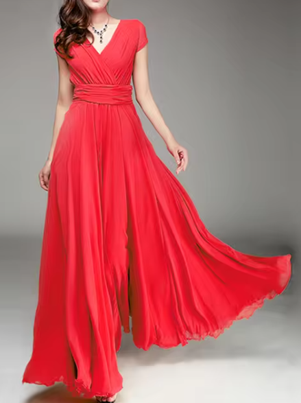 Claire Glamour | V-Ausschnitt Langes Abendkleid