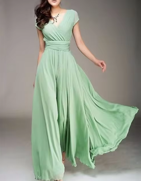 Claire Glamour | V-Ausschnitt Langes Abendkleid