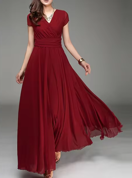 Claire Glamour | V-Ausschnitt Langes Abendkleid