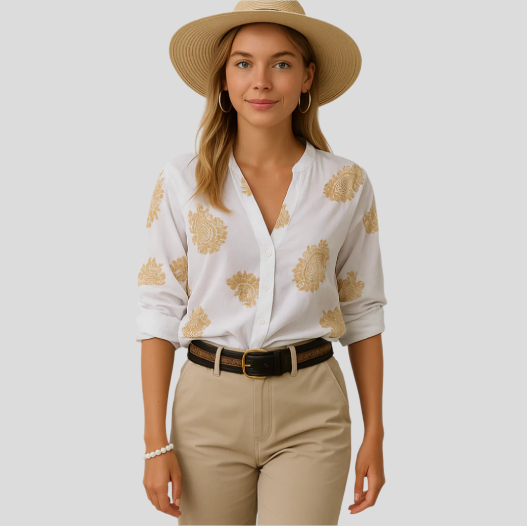 Isla Bohemian Chic Sommerbluse – Längeres Langarm-Top