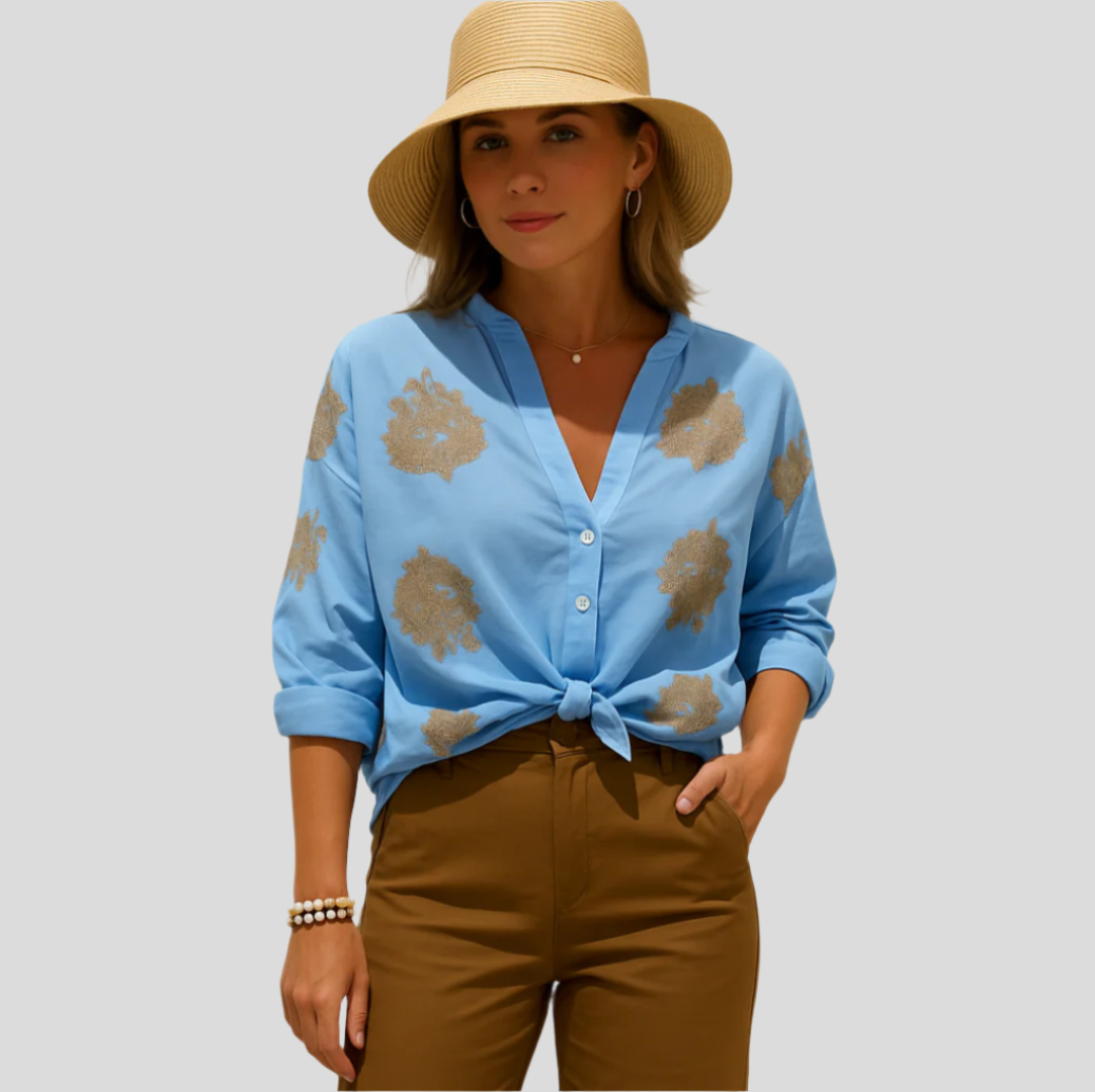 Isla Bohemian Chic Sommerbluse – Längeres Langarm-Top