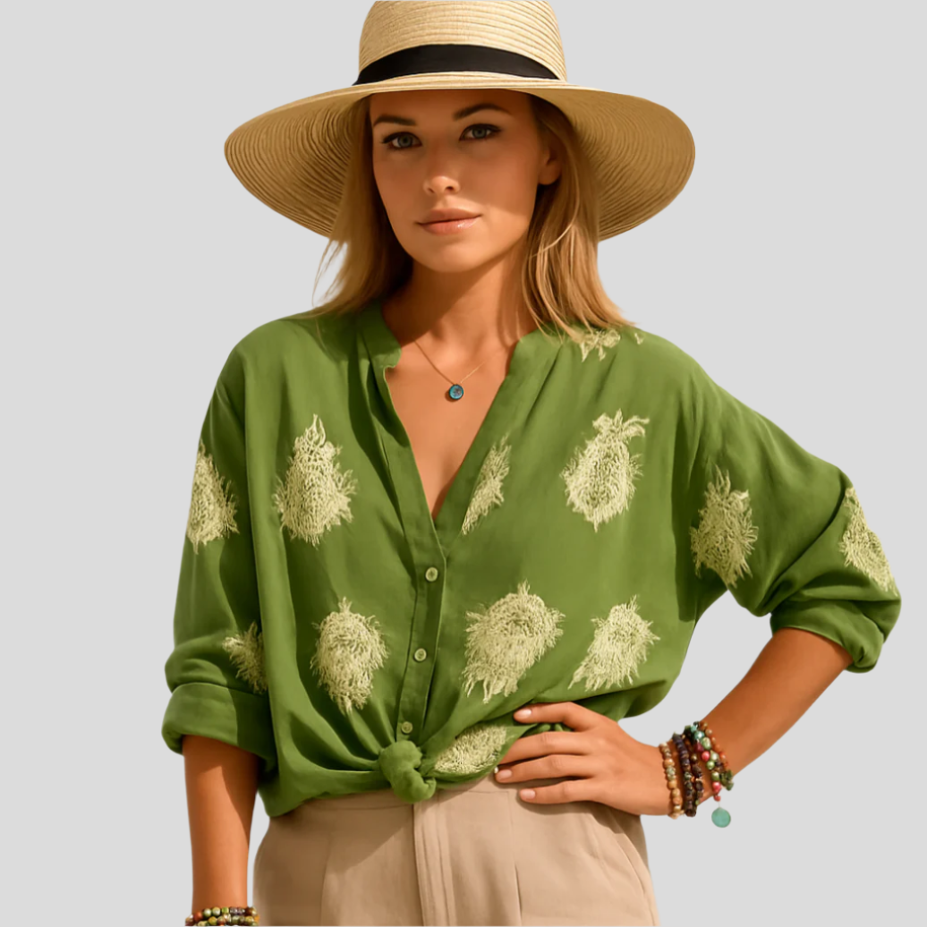 Isla Bohemian Chic Sommerbluse – Längeres Langarm-Top