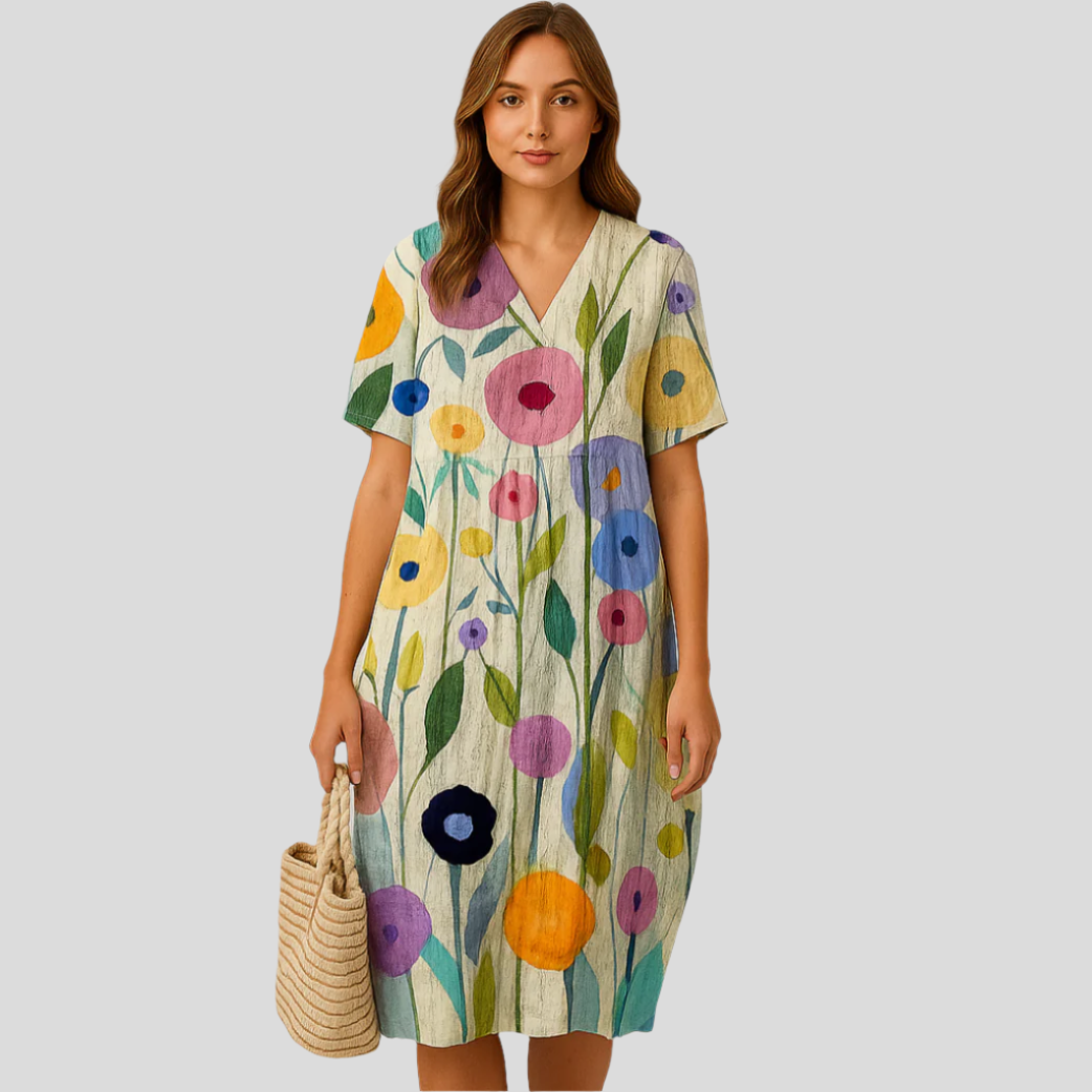 Elena Bloom Freizeit-Midikleid – Blumiges leichter Sommerkleid für Eleganz