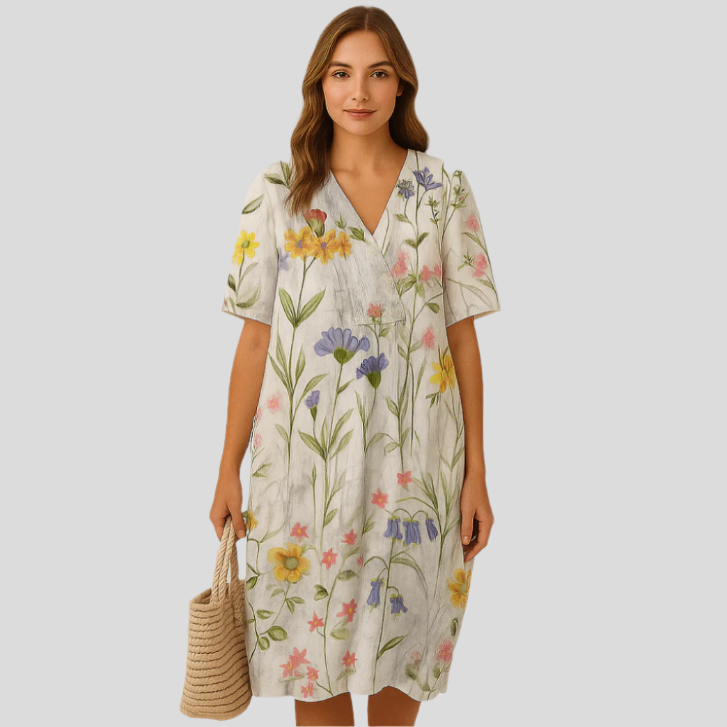 Elena Bloom Freizeit-Midikleid – Blumiges leichter Sommerkleid für Eleganz