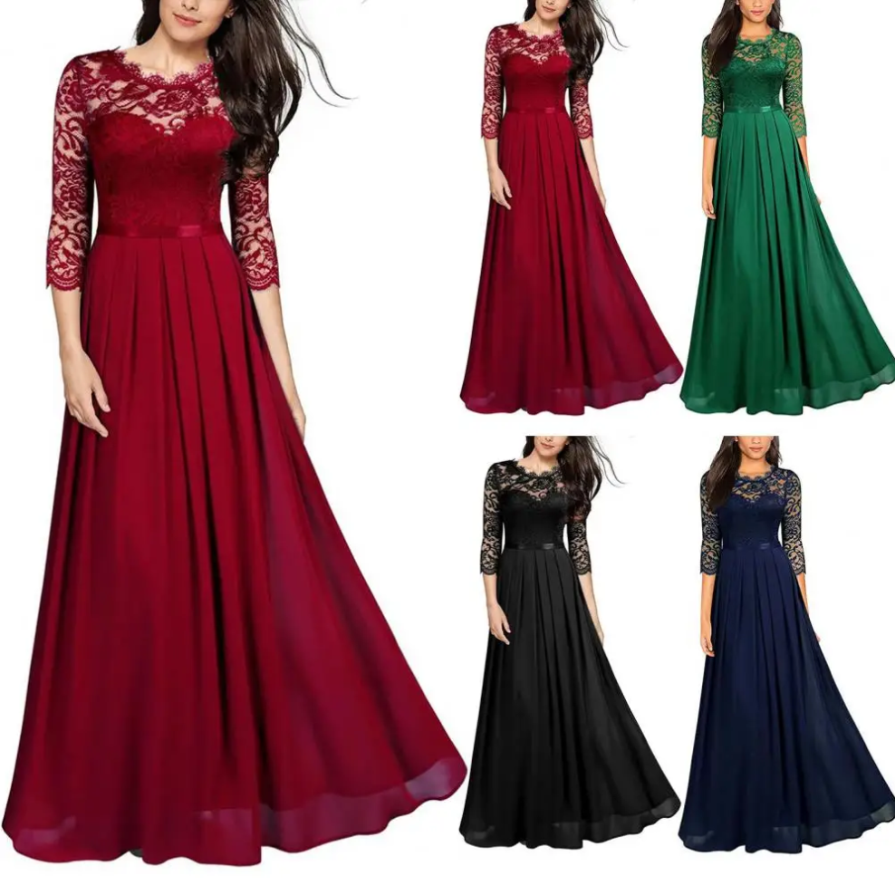 Kale - Elegante Maxikleid mit flatternden Spitzenärmeln