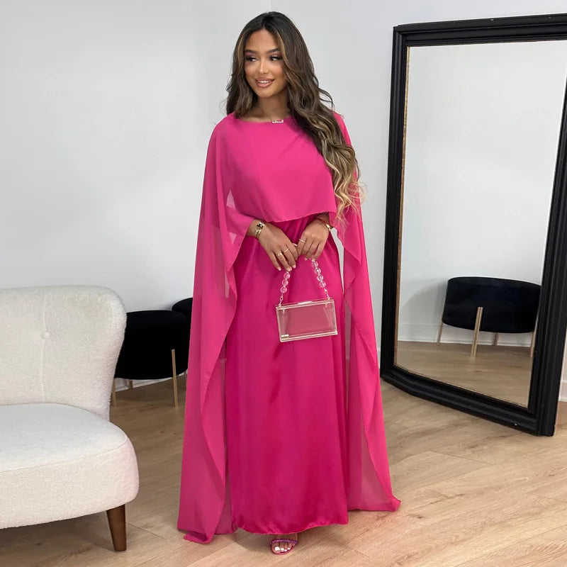 Jennifer - Elegantes Cape Maxi Kleid
