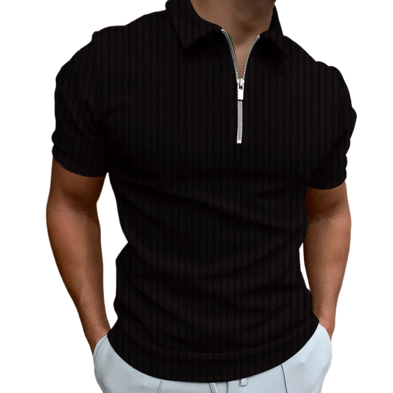 Herren Fashion Stripe Zipper Polo Shirt