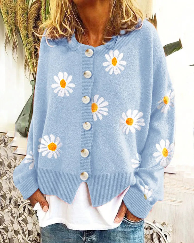 Alice | Pullover mit Blumenmuster und Knöpfen