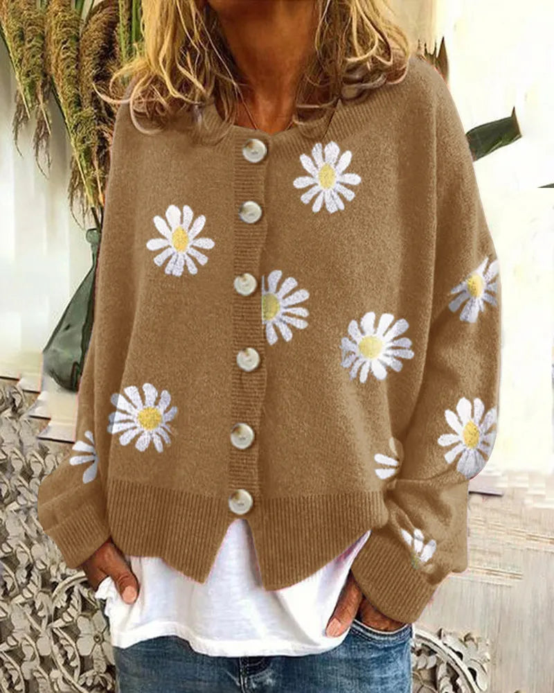 Alice | Pullover mit Blumenmuster und Knöpfen