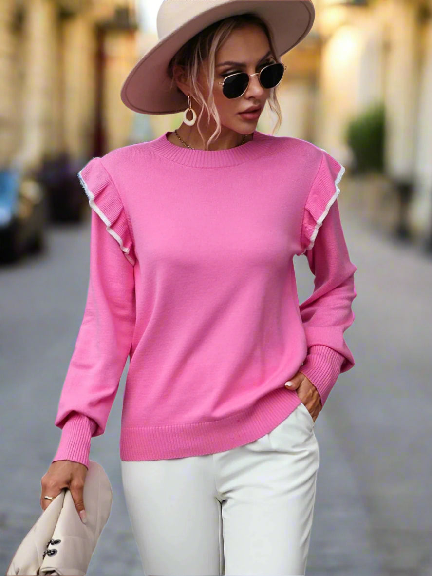 Nadia - Feminin Flair Strickpullover mit Rüschenärmeln