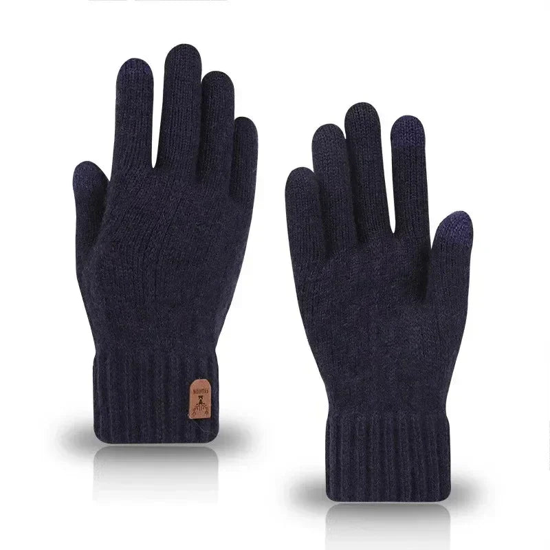 Winterhandschuhe aus Wolle mit Touchscreen und Fleece-Futter für Männer