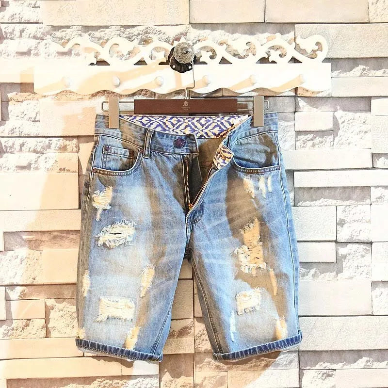 Men's Straight Loose Denim Shorts Mode Streetwear