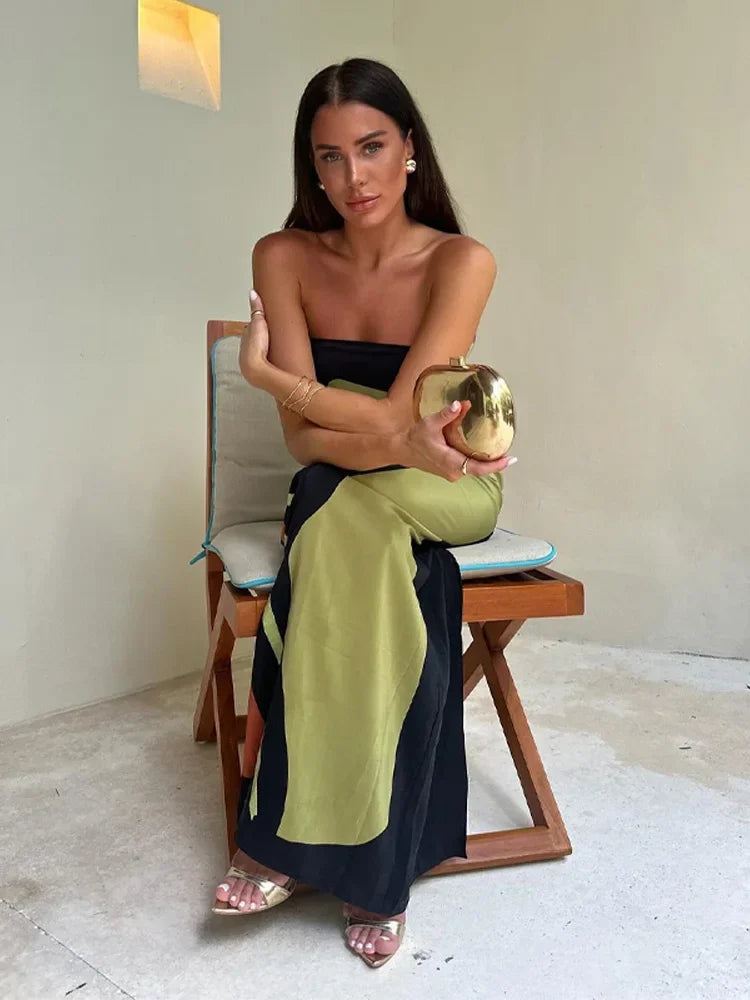 Sussane - Stilvolle abstrakte Calla-Lilien-Muster lange Kleid