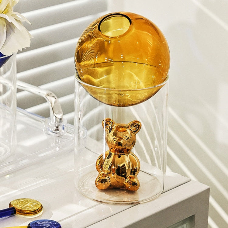 BearBliss - Dekoratives Glasvasen-Set mit niedlichen Bärenfiguren