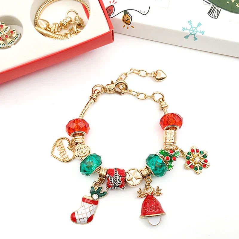 24 Advent Überraschungen Blinde Box Set Weihnachts Charms Armband DIY Set