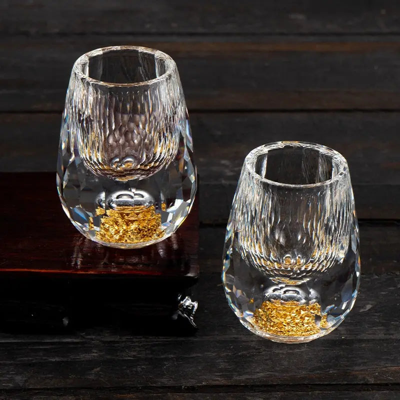 Auragold - Kristallshotglas mit echtem Goldflocken