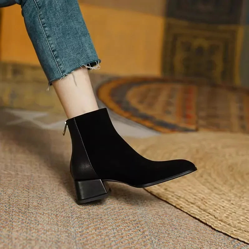 Ida - Bequeme Ankle Boots mit rutschfester Reißverschluss und runder Spitze