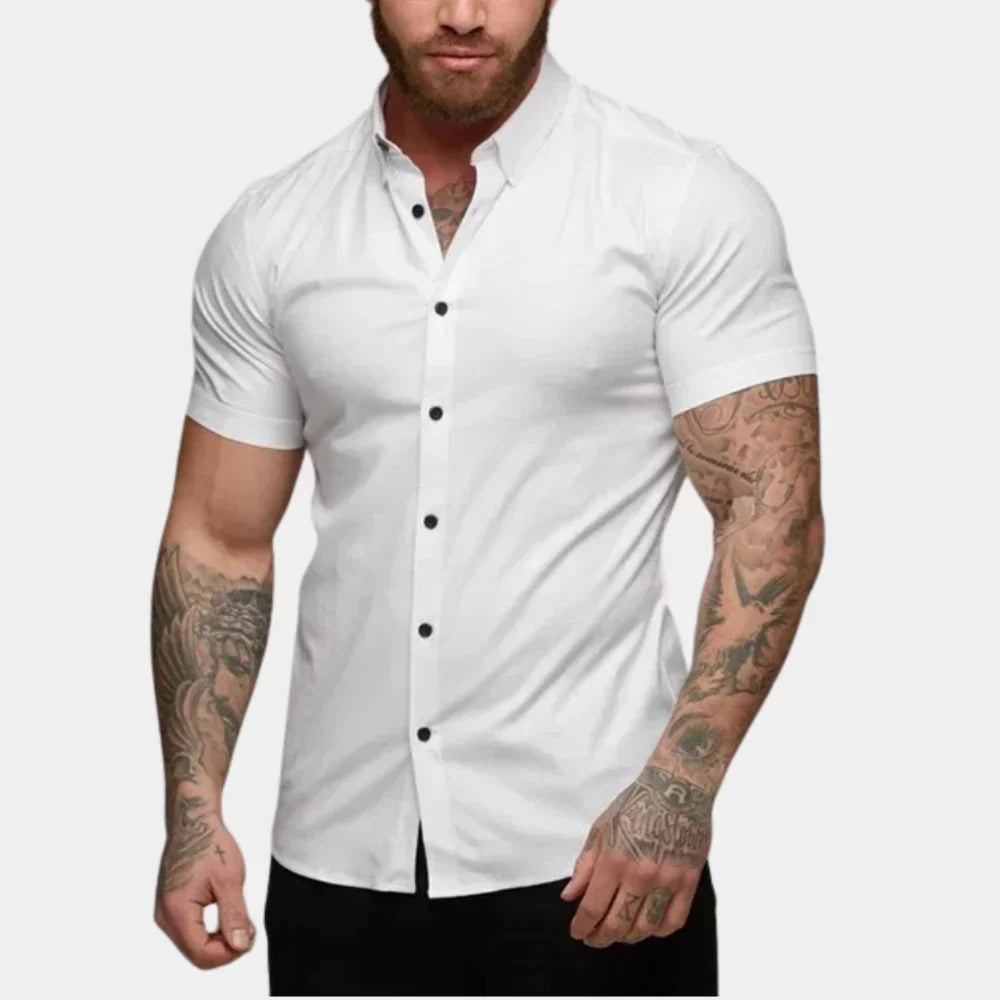 Nohr – Slim Fit Kurzarmhemd mit Knopfverschluss und strukturiertem Kragen