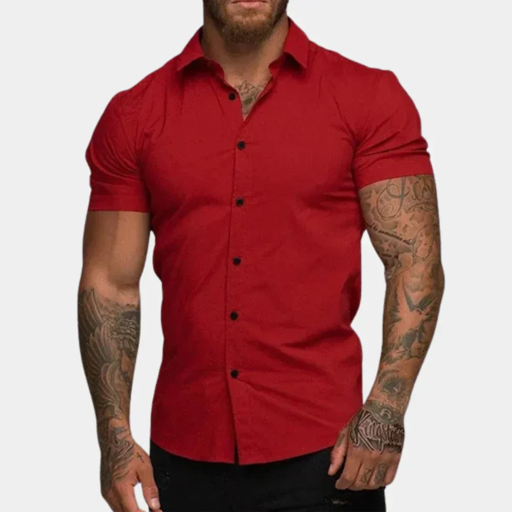 Nohr – Slim Fit Kurzarmhemd mit Knopfverschluss und strukturiertem Kragen