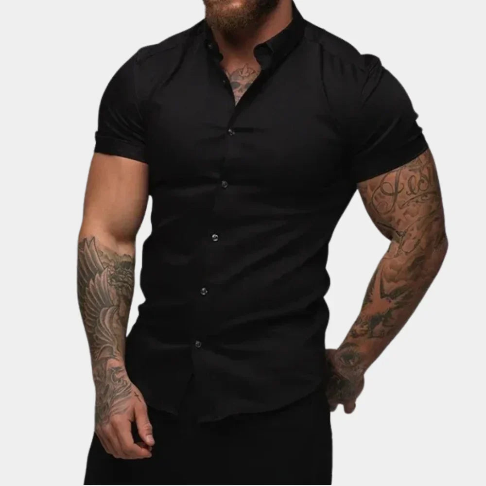 Nohr – Slim Fit Kurzarmhemd mit Knopfverschluss und strukturiertem Kragen