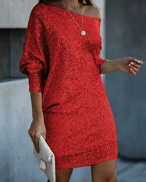 Valerie - Glänzendes asymmetrisches Minikleid