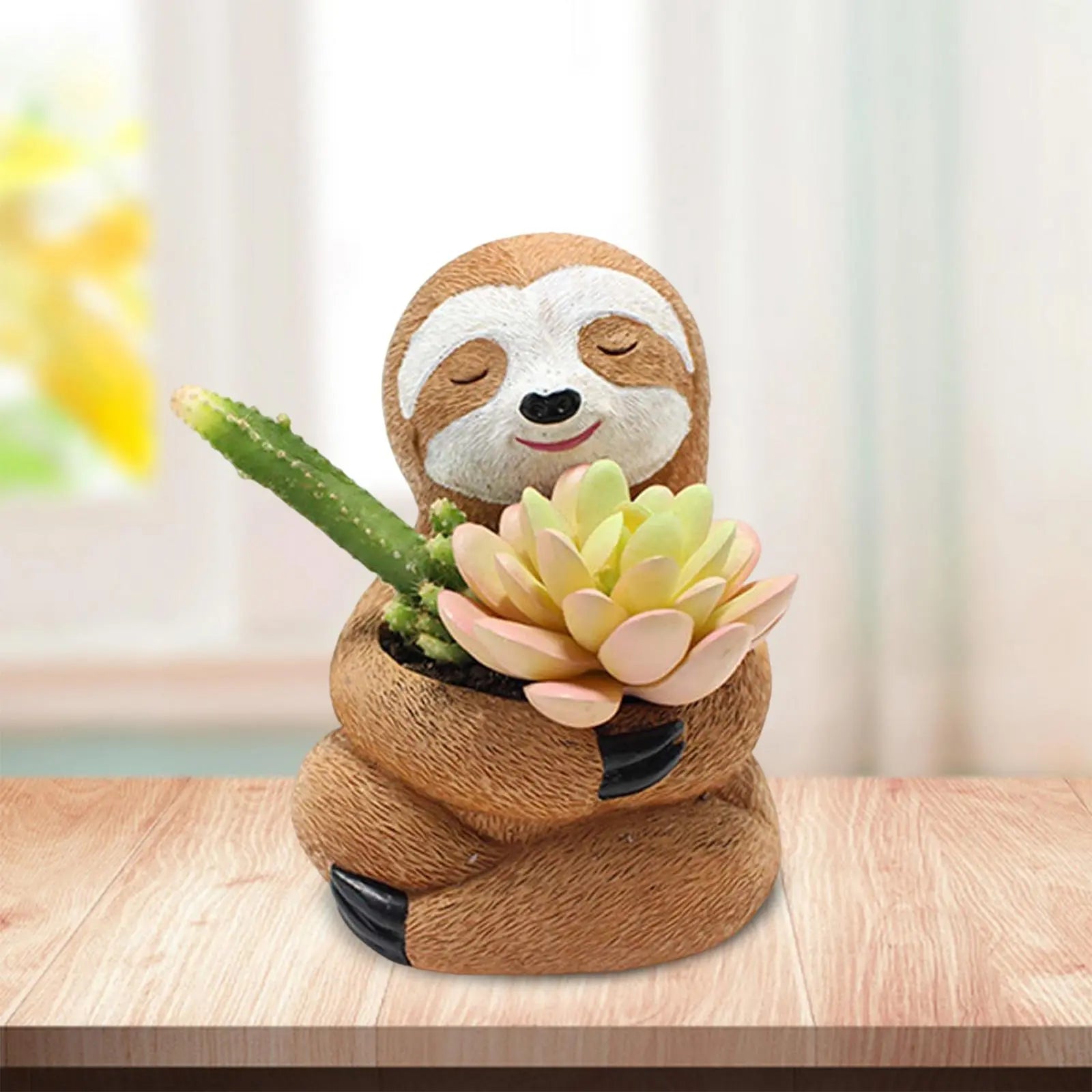 SlothNest Dekorativer Faultier Pflanzgefäß – Lustige Resin-Blumentopf