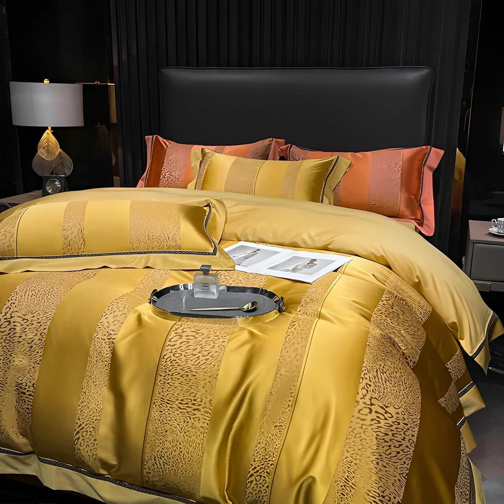SatinLuxe Bettwäsche – Luxuriöses Design mit Satinstreifen für ultimativen Komfort