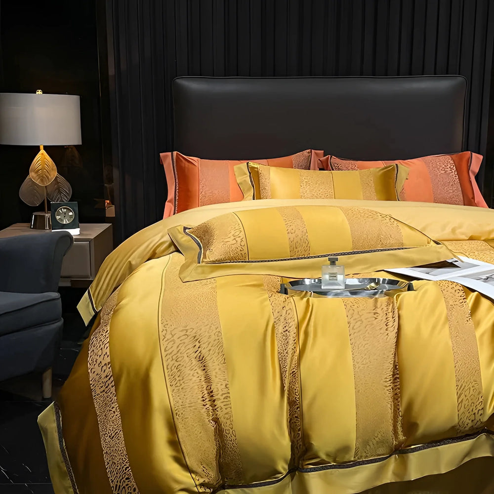 SatinLuxe Bettwäsche – Luxuriöses Design mit Satinstreifen für ultimativen Komfort