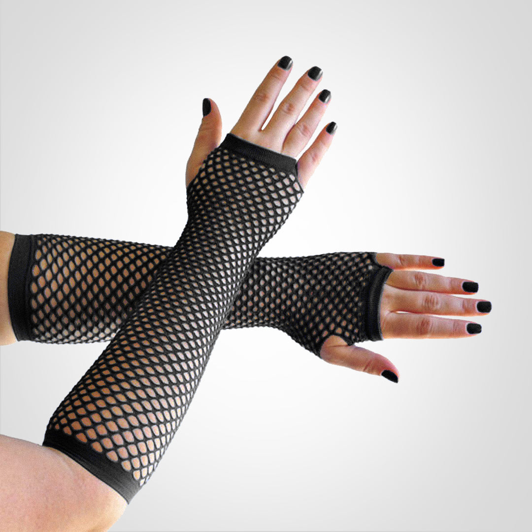 TecNight | Lange fingerlose Fischnetz-Handschuhe