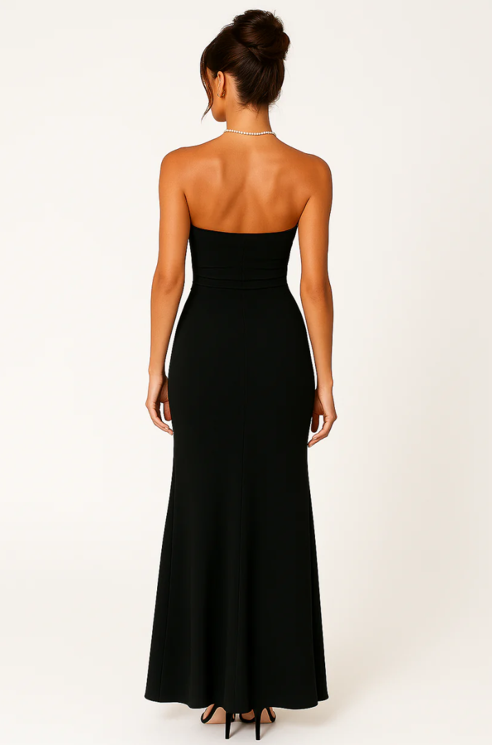 Novi - Trägerlose Maxikleid mit hohem Schlitz