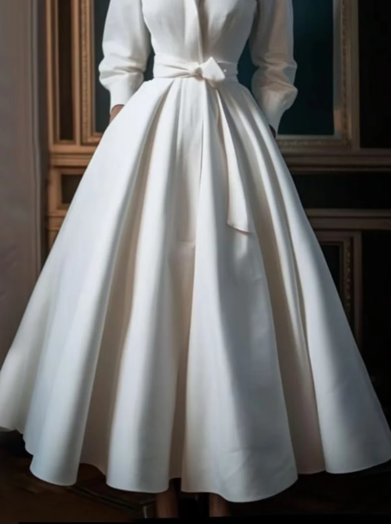 Alexia - Elegantes langärmliges A-Linien-Kleid