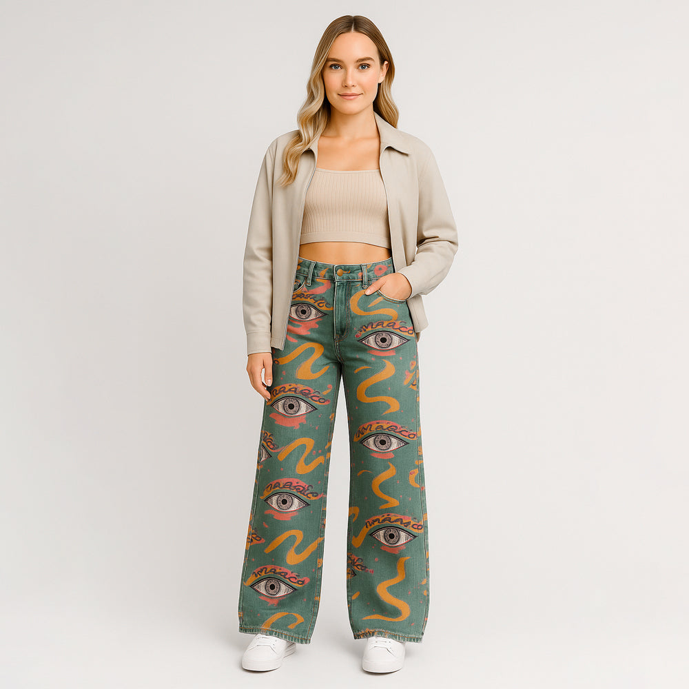 Lotte | Vintage Print Lässige weite Hose