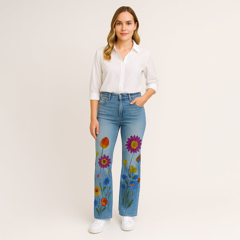 Julia | Denim mit Blumendruck