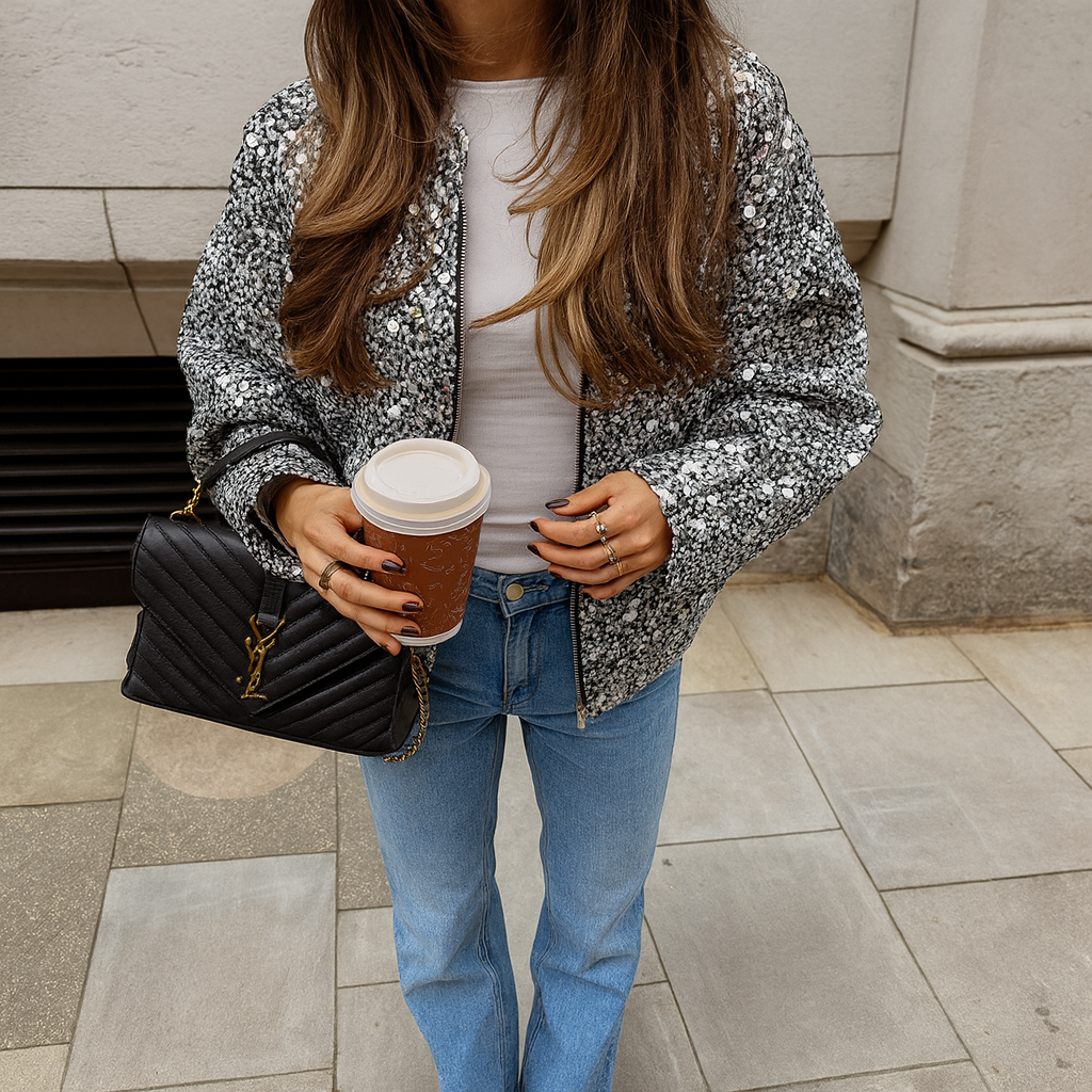 Victoria - Funkelnde oversized Paillettjacke