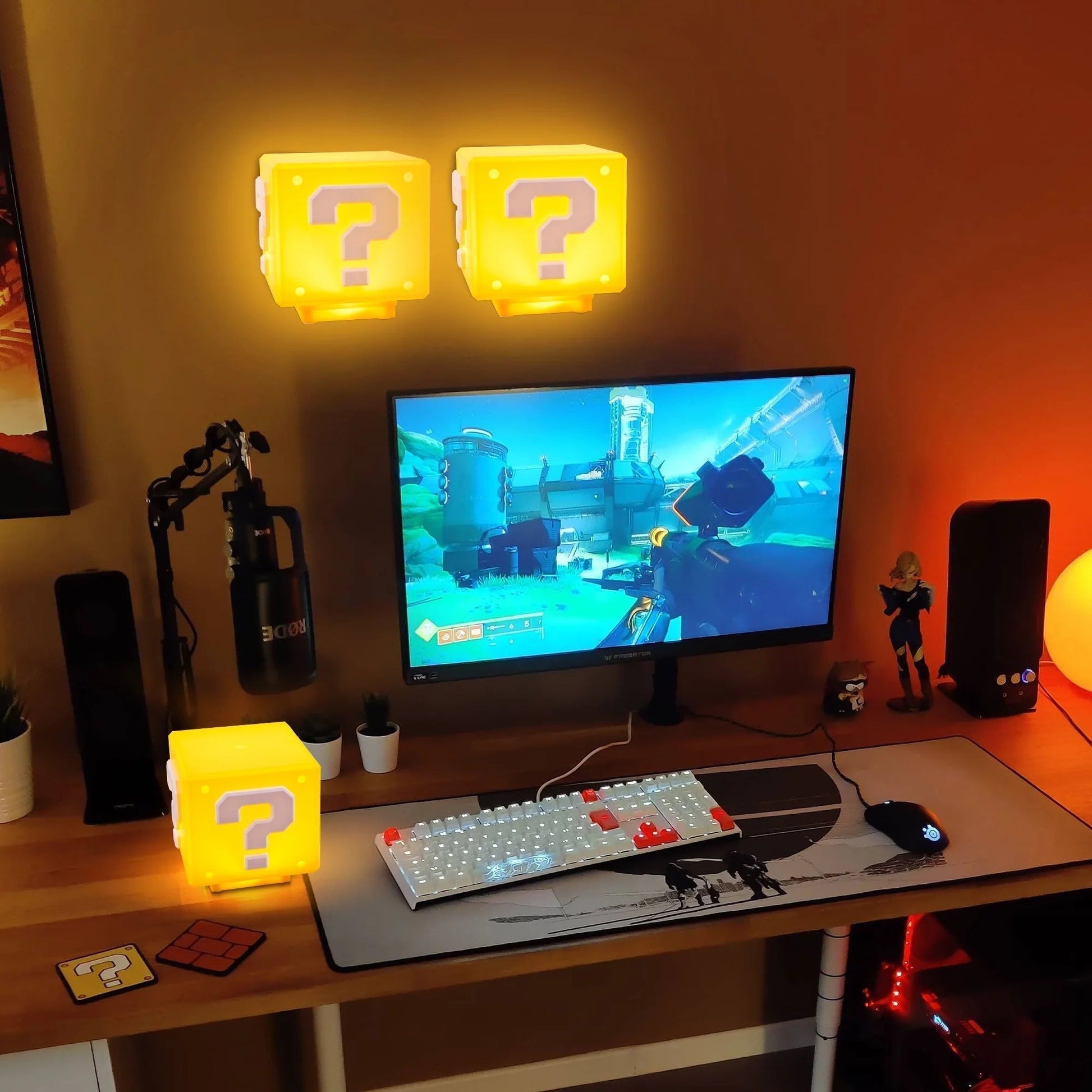 Power-Up Block Nachtlampe - Super Mario-inspirierte Spieldekoration